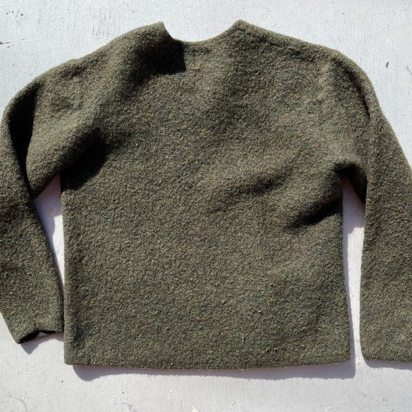 Women's Gap Sweater Green Wool Solid L Stretch Warm City Fall Preppy College - Picture 7 of 11